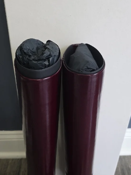 Saint Laurent Burgundy Leather Over-the-Knee Pointed-Toe Boots - Picture 5 of 14